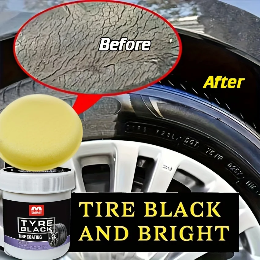Tire Blackening Coating Wax – Hydrating Luster and Protection, Anti-Aging Tire Care Coating with Sponge Applicator