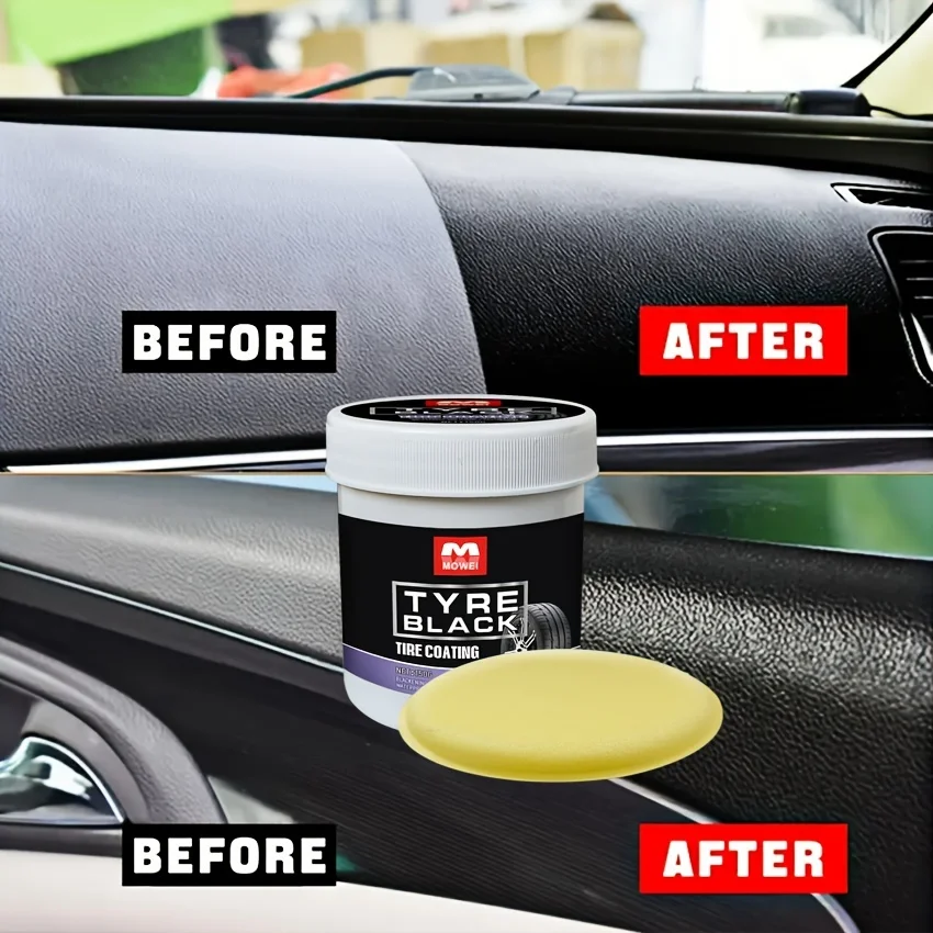 Tire Blackening Coating Wax – Hydrating Luster and Protection, Anti-Aging Tire Care Coating with Sponge Applicator
