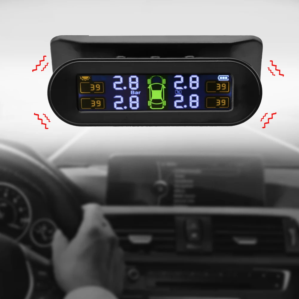 Tire Pressure Monitoring System Temperature Warning Fuel Save With 4 External Sensors Solar TPMS Car Tyre Pressure Tire Pressure Monitoring System Temperature Warning Fuel Save With 4 External Sensors Solar TPMS Car Tyre Pressure