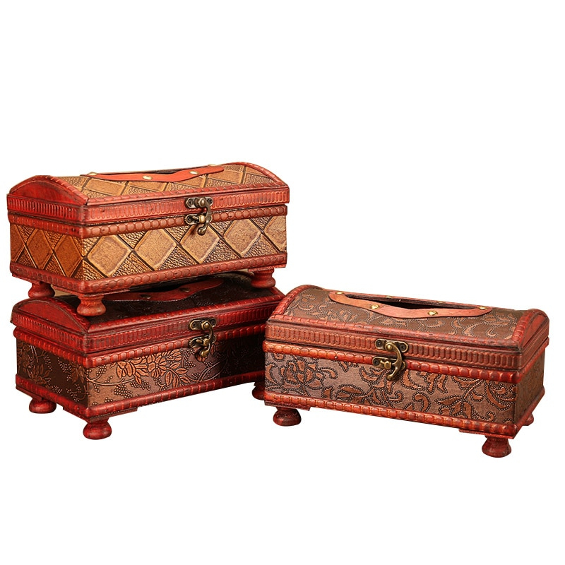 Tissue Paper Holder Antique Wooden Box