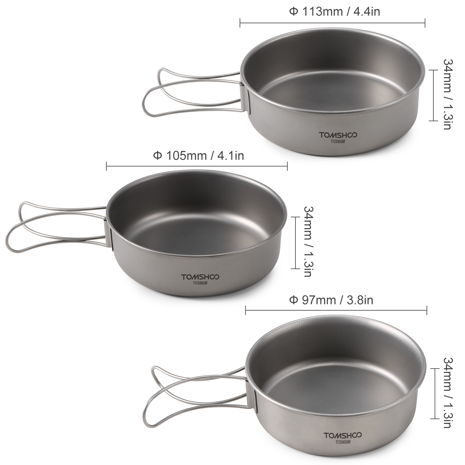 Titanium Metal Bowls for Camping (3pcs) Titanium Metal Bowls for Camping (3pcs)