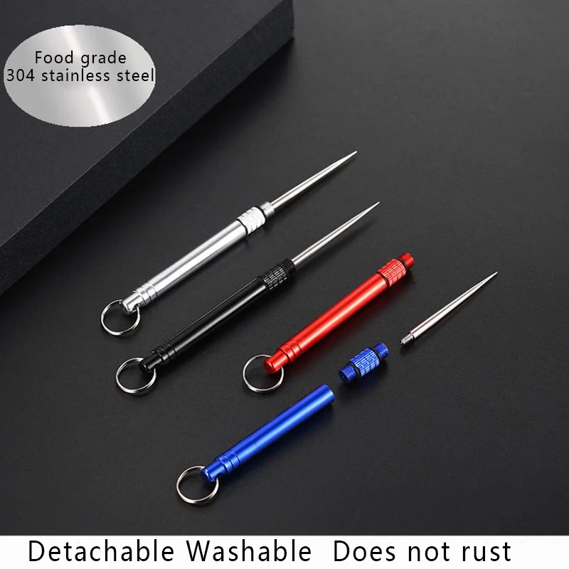 Titanium Outdoor EDC Portable Multi-Purpose Toothpick Bottle Fruit Fork Camping Tool Toothpick Tube Is More Durable Titanium Outdoor EDC Portable Multi-Purpose Toothpick Bottle Fruit Fork Camping Tool Toothpick Tube Is More Durable