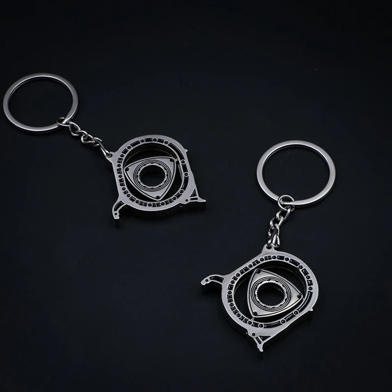 Titanium Stainless Steel Metal Combination Rotor Key Chain Car Fans Favorite Auto Parts Model Engine Rotary Keyring