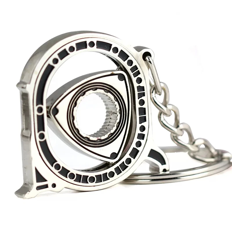 Titanium Stainless Steel Metal Combination Rotor Key Chain Car Fans Favorite Auto Parts Model Engine Rotary Keyring