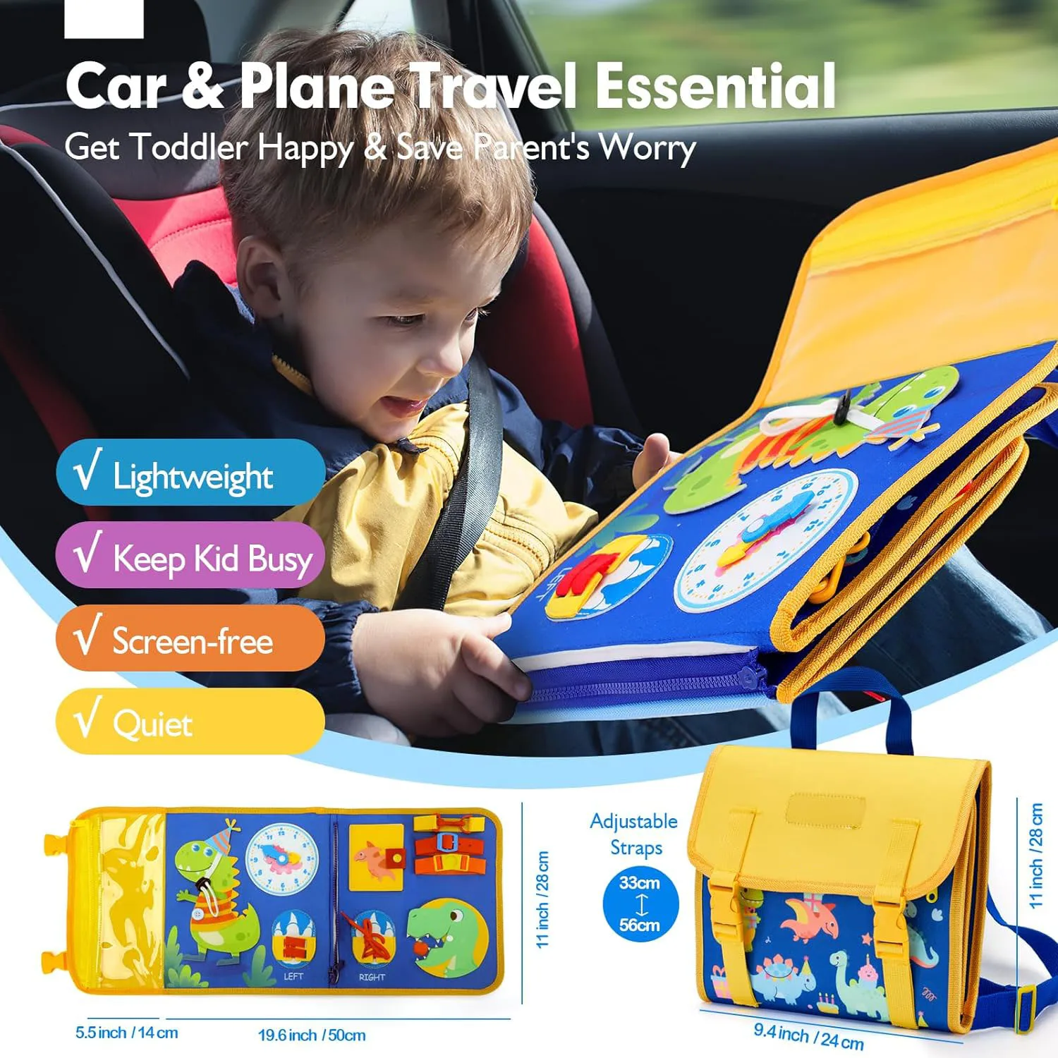 Toddler Busy Board Montessori Toys Learning Educational Activities Travel Toy Dinosaur Dress up Sensory Life Skill Toddler Busy Board Montessori Toys Learning Educational Activities Travel Toy Dinosaur Dress up Sensory Life Skill
