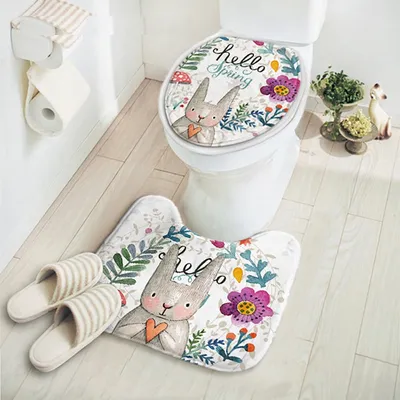 Toilet Mat Cute Cartoon Design (2Pcs) Toilet Mat Cute Cartoon Design (2Pcs)