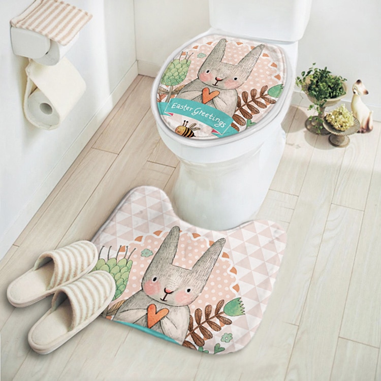 Toilet Mat Cute Cartoon Design (2Pcs) Toilet Mat Cute Cartoon Design (2Pcs)