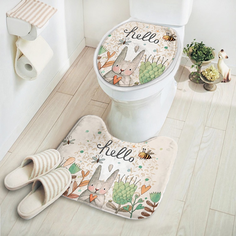 Toilet Mat Cute Cartoon Design (2Pcs) Toilet Mat Cute Cartoon Design (2Pcs)