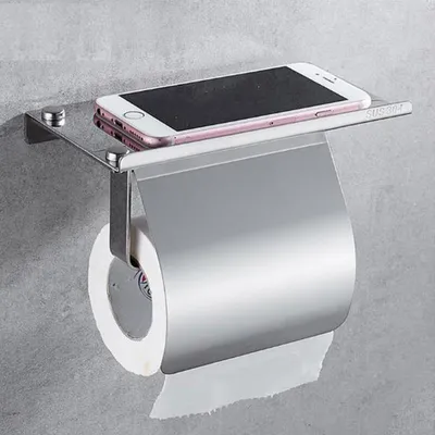 Toilet Roll Holder with Phone Shelf