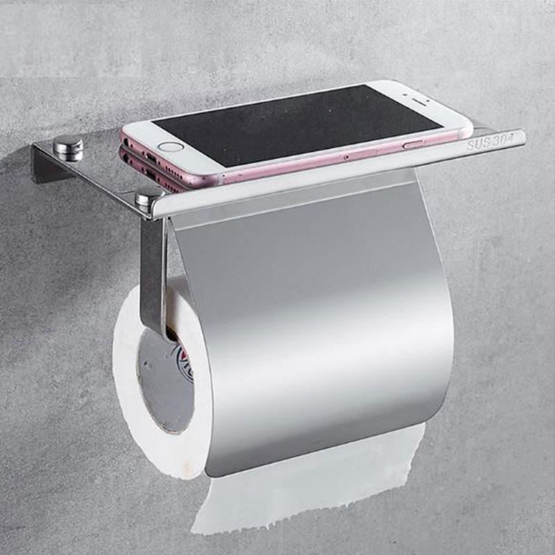 Toilet Roll Holder with Phone Shelf