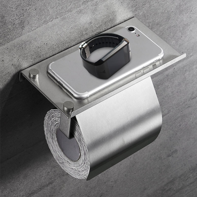Toilet Roll Holder with Phone Shelf