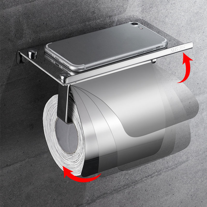 Toilet Roll Holder with Phone Shelf