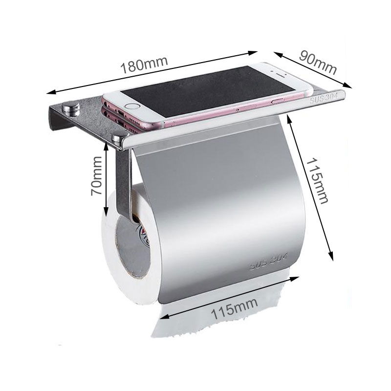 Toilet Roll Holder with Phone Shelf