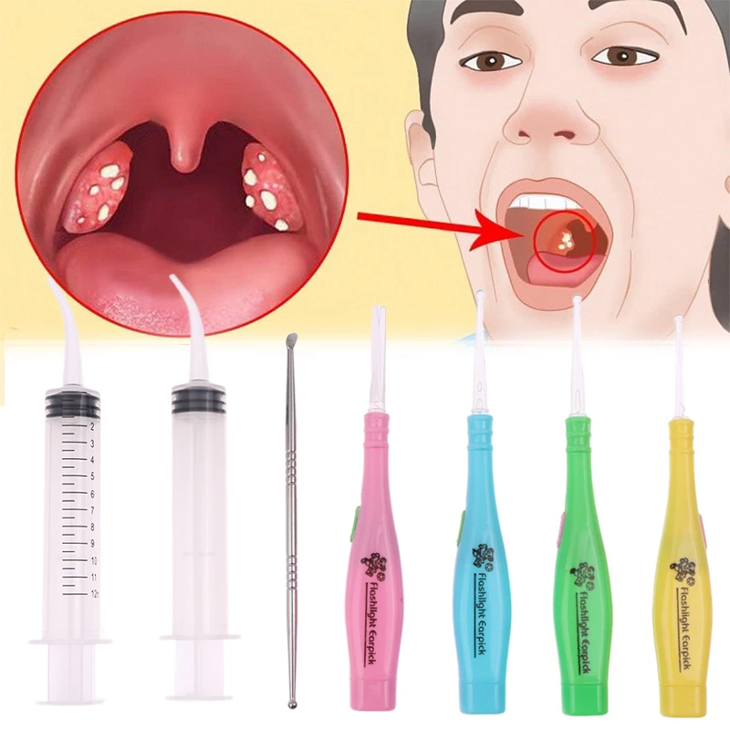 Tonsil Stone Remover Tools Led Light Ear Wax Remover Stainless Steel Earpick With Tips Irrigator Syringe Clean Care Tool Tonsil Stone Remover Tools Led Light Ear Wax Remover Stainless Steel Earpick With Tips Irrigator Syringe Clean Care Tool