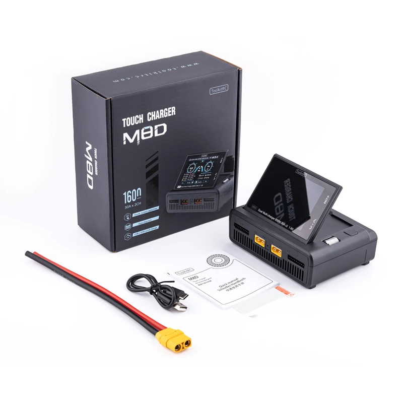 ToolkitRC M8D 1600W 50A Touchscreen Dual Channels Charger 3.5” Flip Screen 65W Fast Charger For 1-8S RC Lipo LiHV LiFe ToolkitRC M8D 1600W 50A Touchscreen Dual Channels Charger 3.5” Flip Screen 65W Fast Charger For 1-8S RC Lipo LiHV LiFe