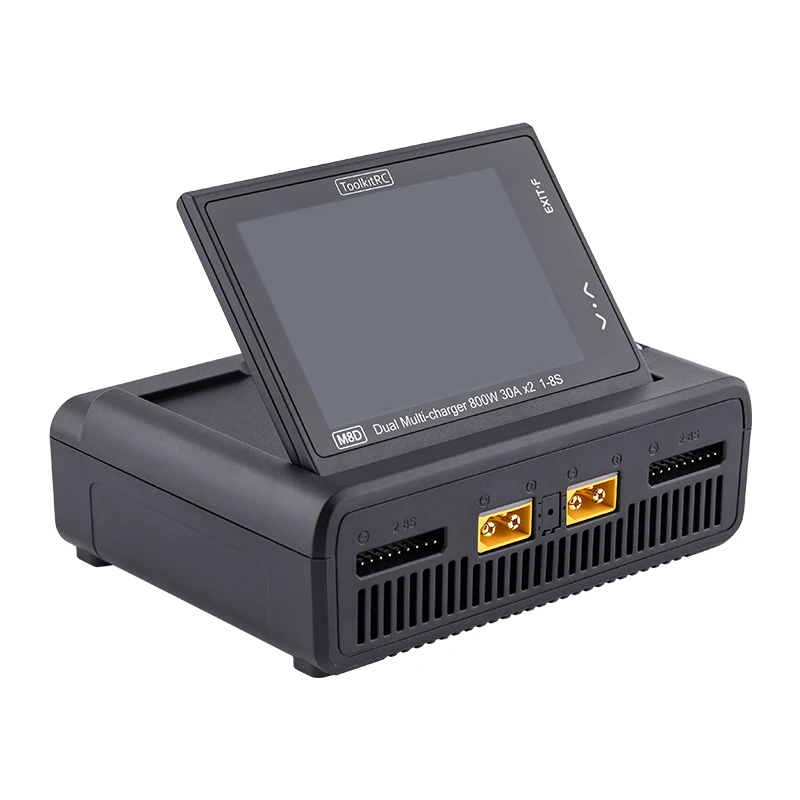 ToolkitRC M8D 1600W 50A Touchscreen Dual Channels Charger 3.5” Flip Screen 65W Fast Charger For 1-8S RC Lipo LiHV LiFe