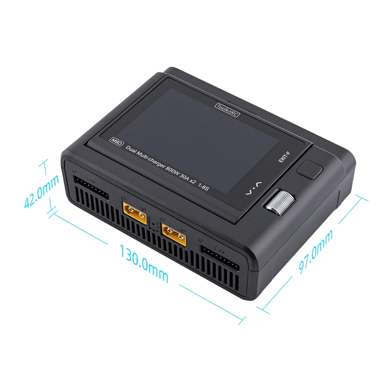 ToolkitRC M8D 1600W 50A Touchscreen Dual Channels Charger 3.5” Flip Screen 65W Fast Charger For 1-8S RC Lipo LiHV LiFe