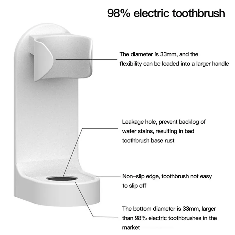 Toothbrush Stand Electric Wall-Mounted Holder Prevent Mold Base Rack Organizer Traceless