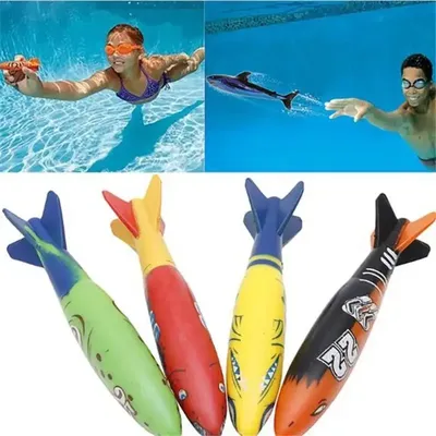 Torpedo Rocket Throwing Toy Swimming Pool Diving Games Children Underwater Stick