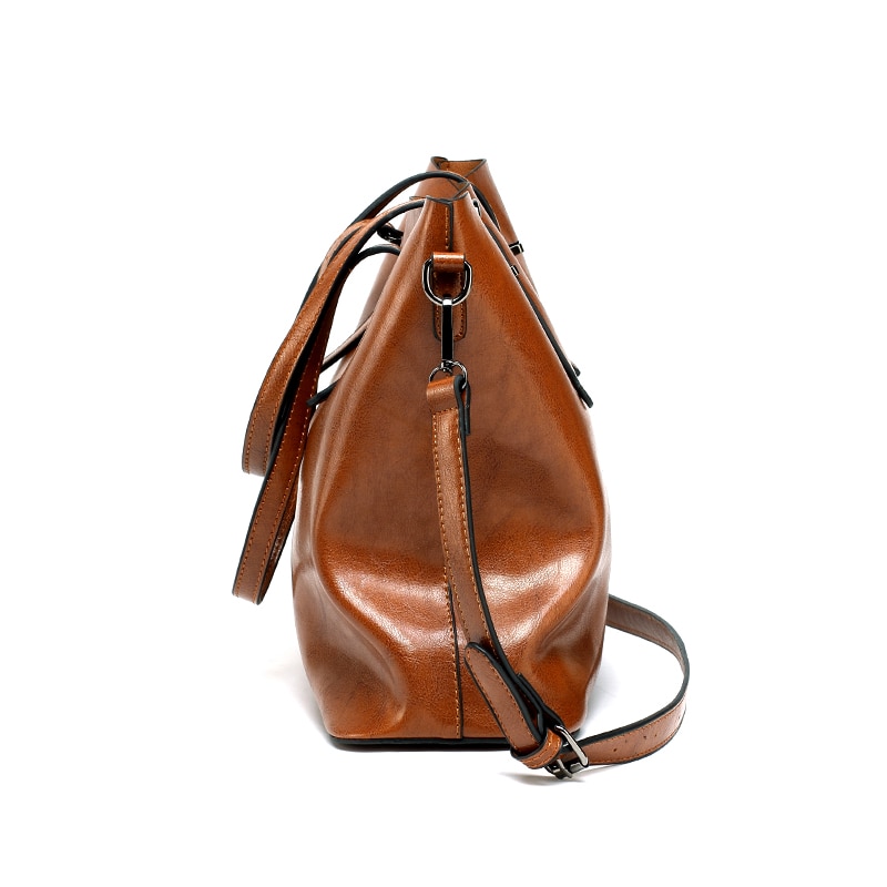 Tote Bag with Zipper Leather Handbag