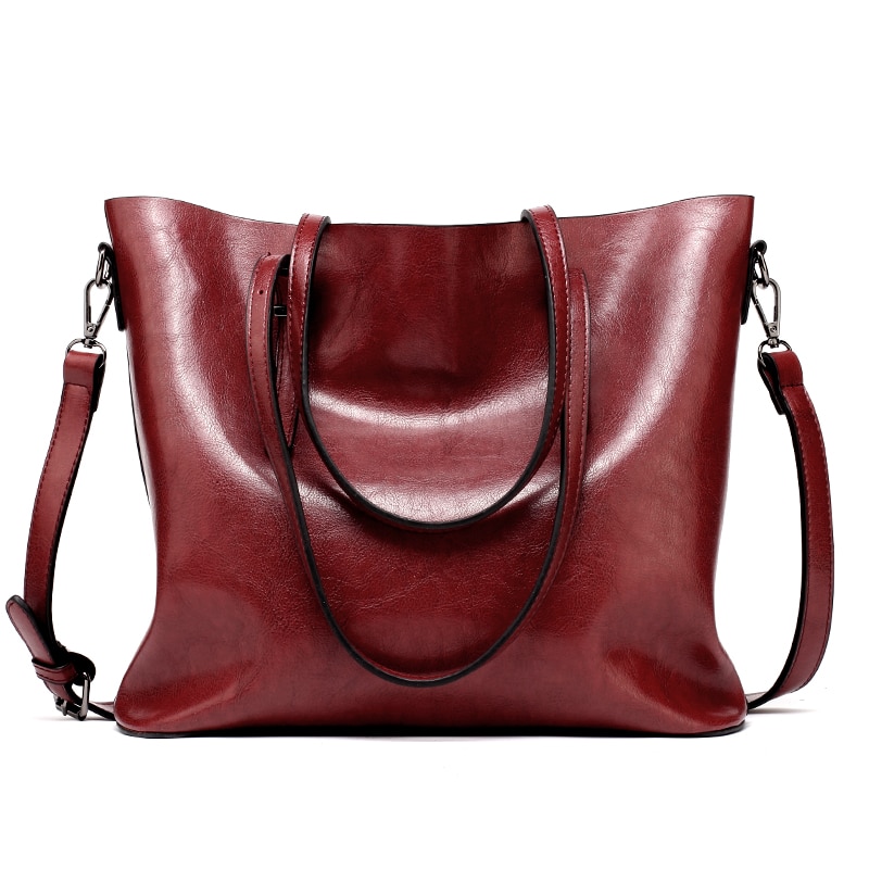 Tote Bag with Zipper Leather Handbag