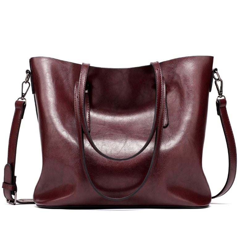 Tote Bag with Zipper Leather Handbag