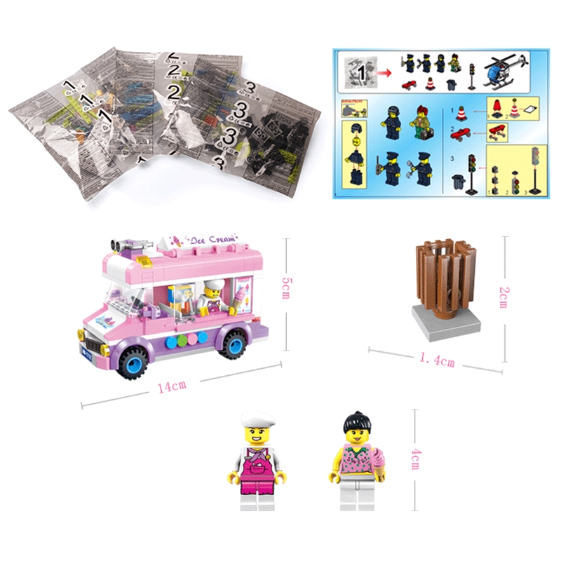 Toy Blocks Set Ice Cream Pizza Truck Toy Blocks Set Ice Cream Pizza Truck
