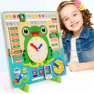 Toy Clock Wooden Teaching Aid Toy Clock Wooden Teaching Aid