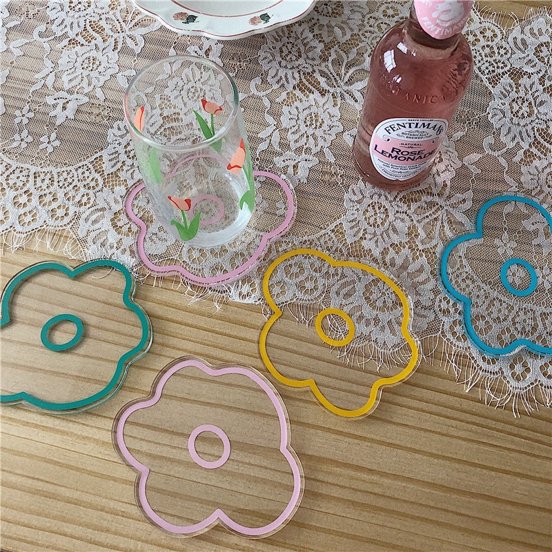 Transparent Acrylic Flower Coaster Transparent Acrylic Flower Coaster