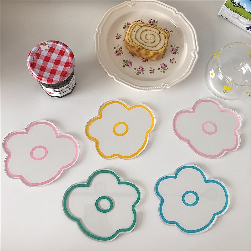 Transparent Acrylic Flower Coaster Transparent Acrylic Flower Coaster