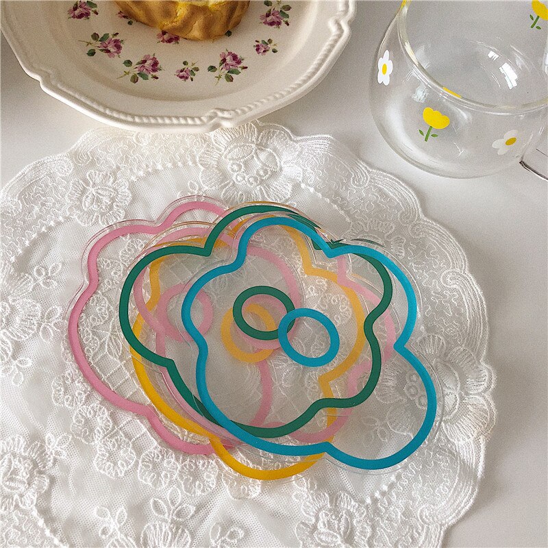 Transparent Acrylic Flower Coaster Transparent Acrylic Flower Coaster