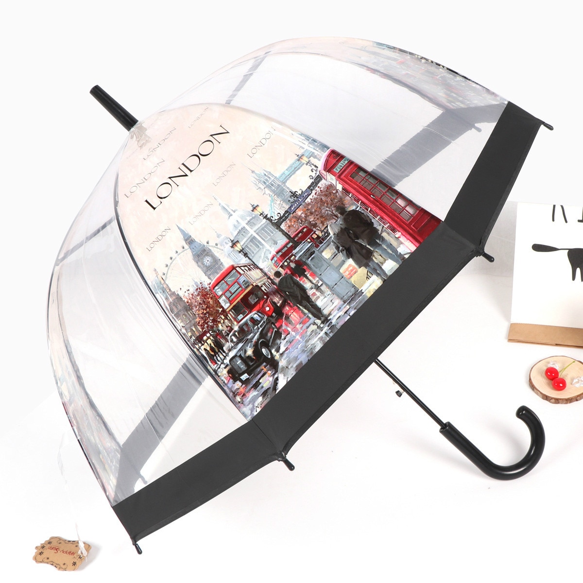 Transparent Clear Dome Umbrella London Style Transparent Clear Dome Umbrella London Style