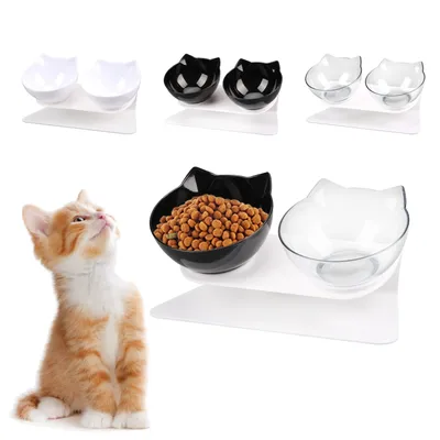 Transparent Double Cat Bowls Transparent Double Cat Bowls