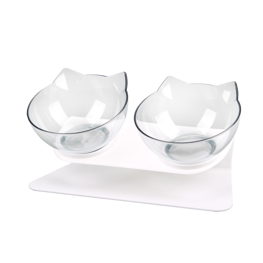 Transparent Double Cat Bowls Transparent Double Cat Bowls