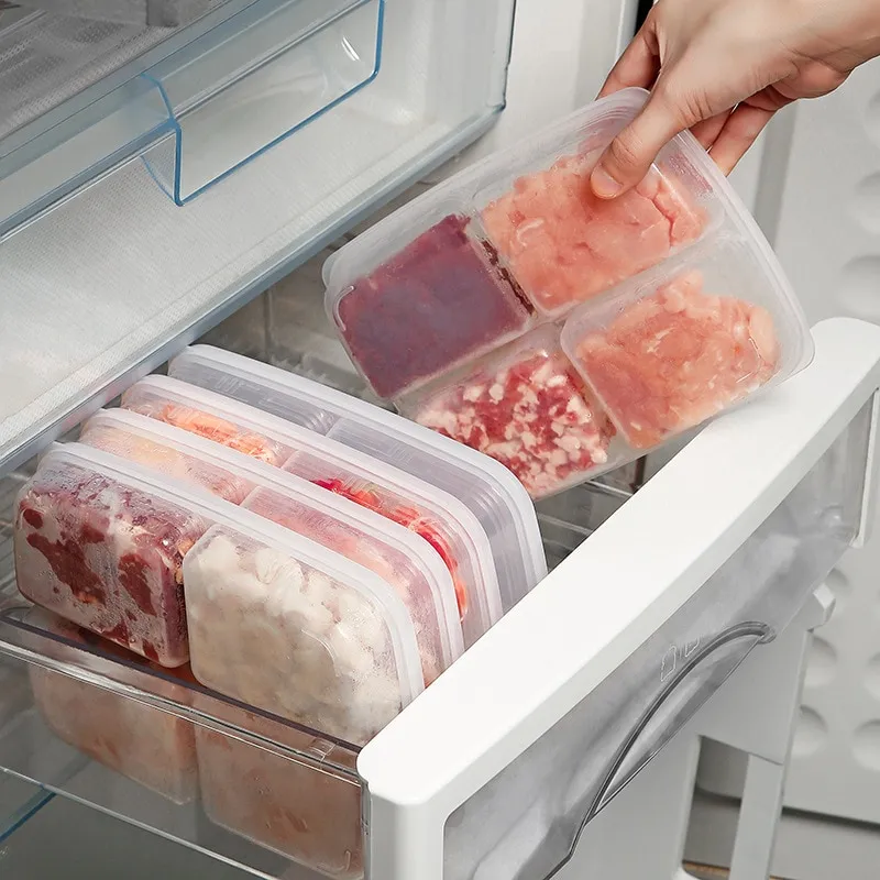 Transparent Four Grid Refrigerator Large Capacity Storage Box Frozen Meat Compartment Food Sub-packed Kitchen Tools Transparent Four Grid Refrigerator Large Capacity Storage Box Frozen Meat Compartment Food Sub-packed Kitchen Tools