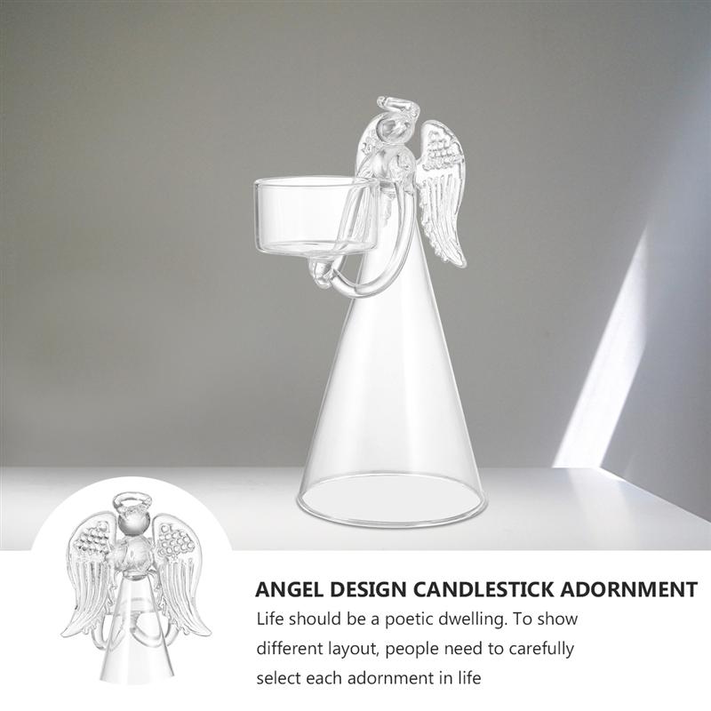Transparent Glass Angel Candle Holder Transparent Glass Angel Candle Holder