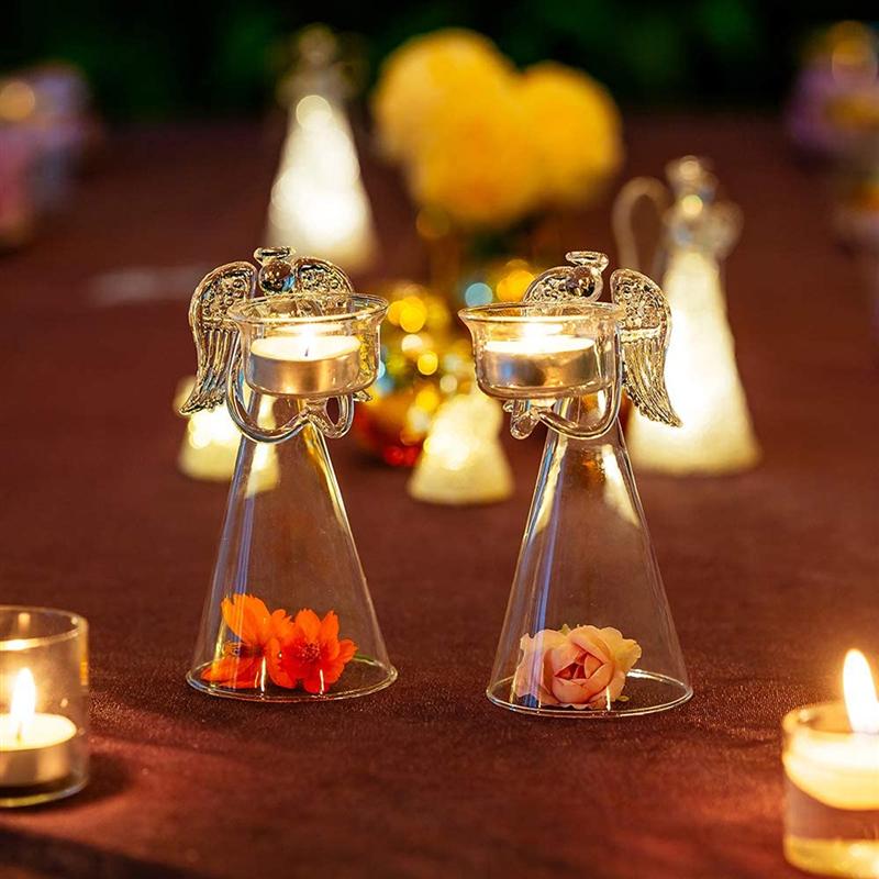 Transparent Glass Angel Candle Holder Transparent Glass Angel Candle Holder