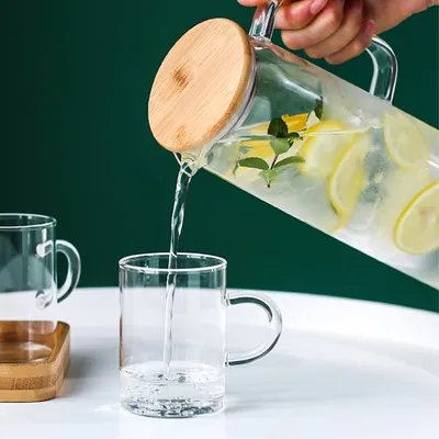 Transparent Glass Pitcher with Lid