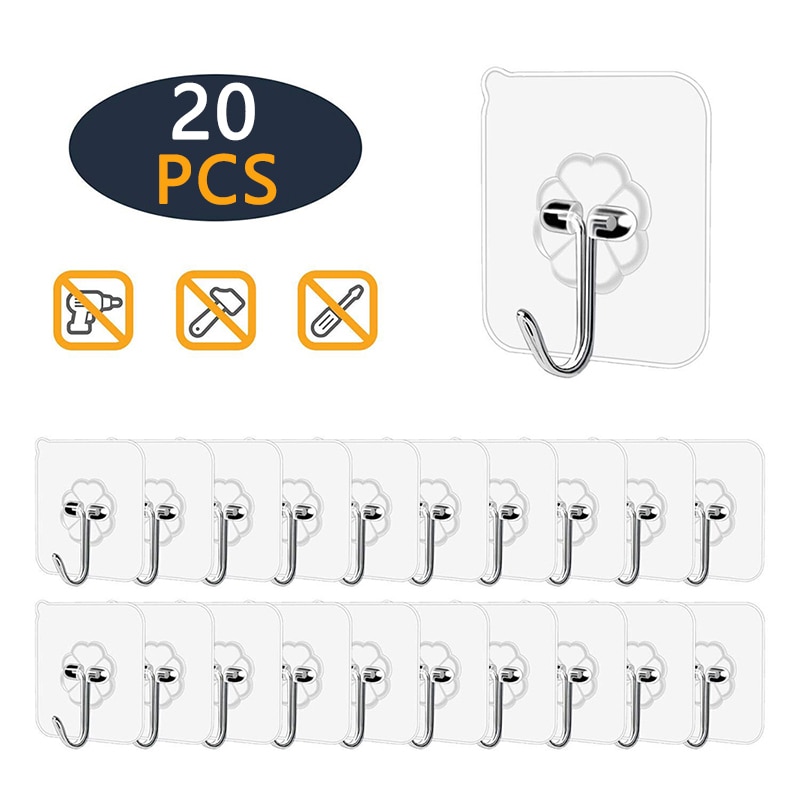 Transparent Sticky Hanging Hooks (20 pcs) Transparent Sticky Hanging Hooks (20 pcs)
