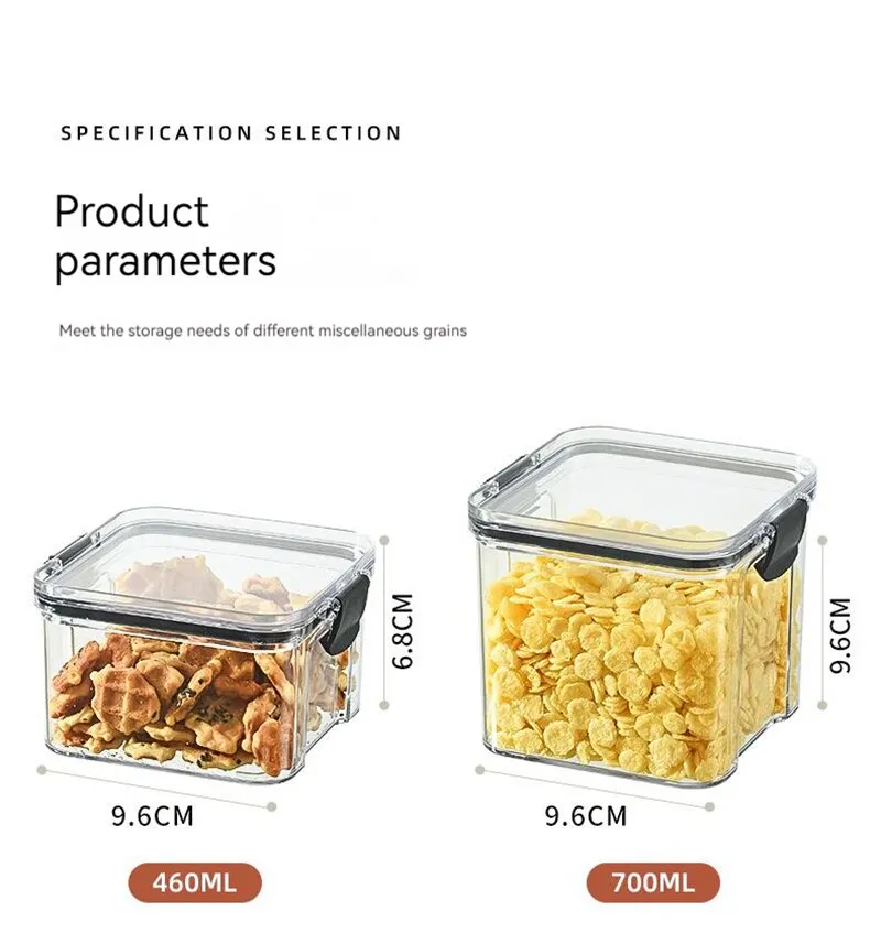 Transparent Storage Box Rectangular Stackable Food Grade Sealed Tank Square Moisture-proof Storage Box Kitchen Transparent Storage Box Rectangular Stackable Food Grade Sealed Tank Square Moisture-proof Storage Box Kitchen