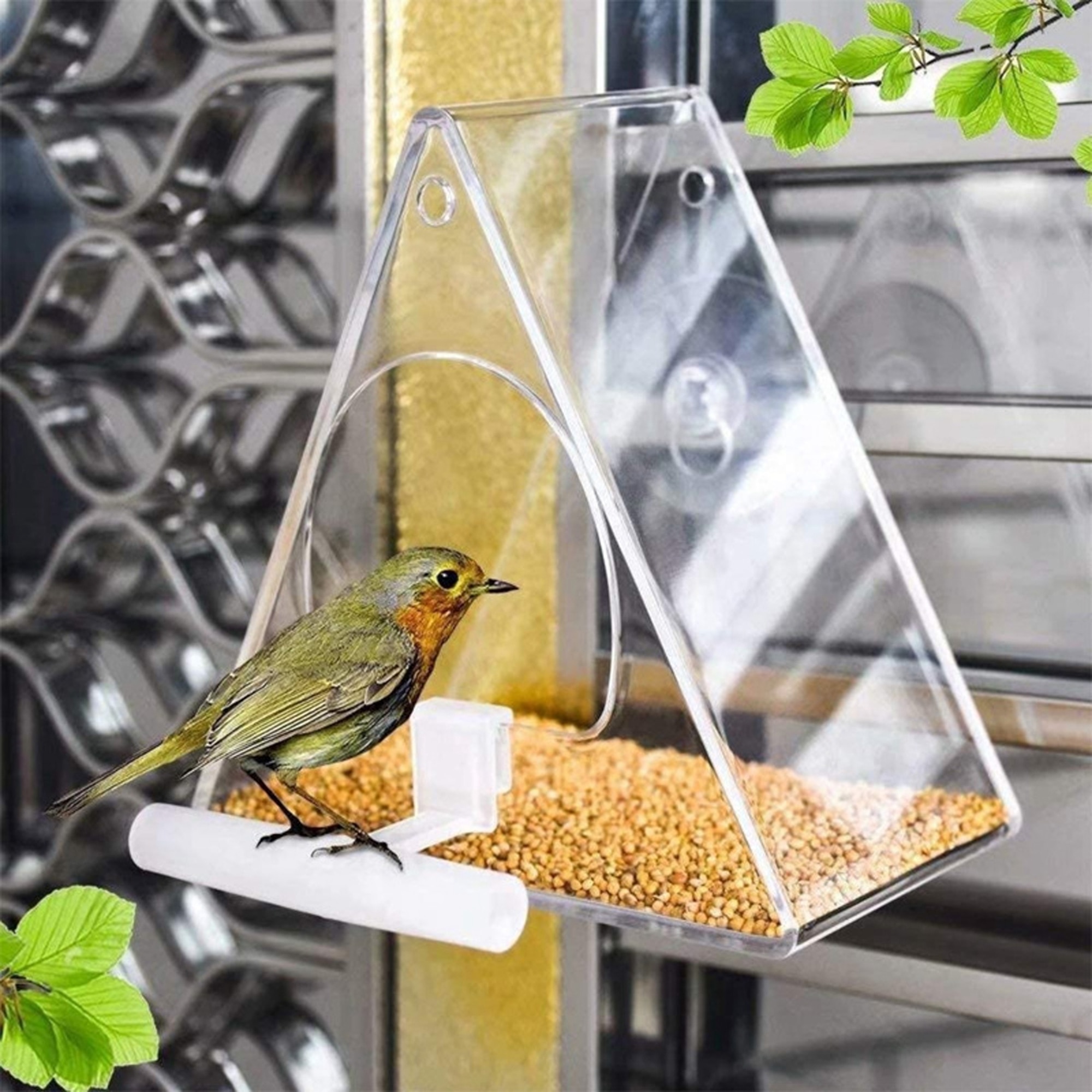 Transparent Triangle Acrylic Bird Feeder