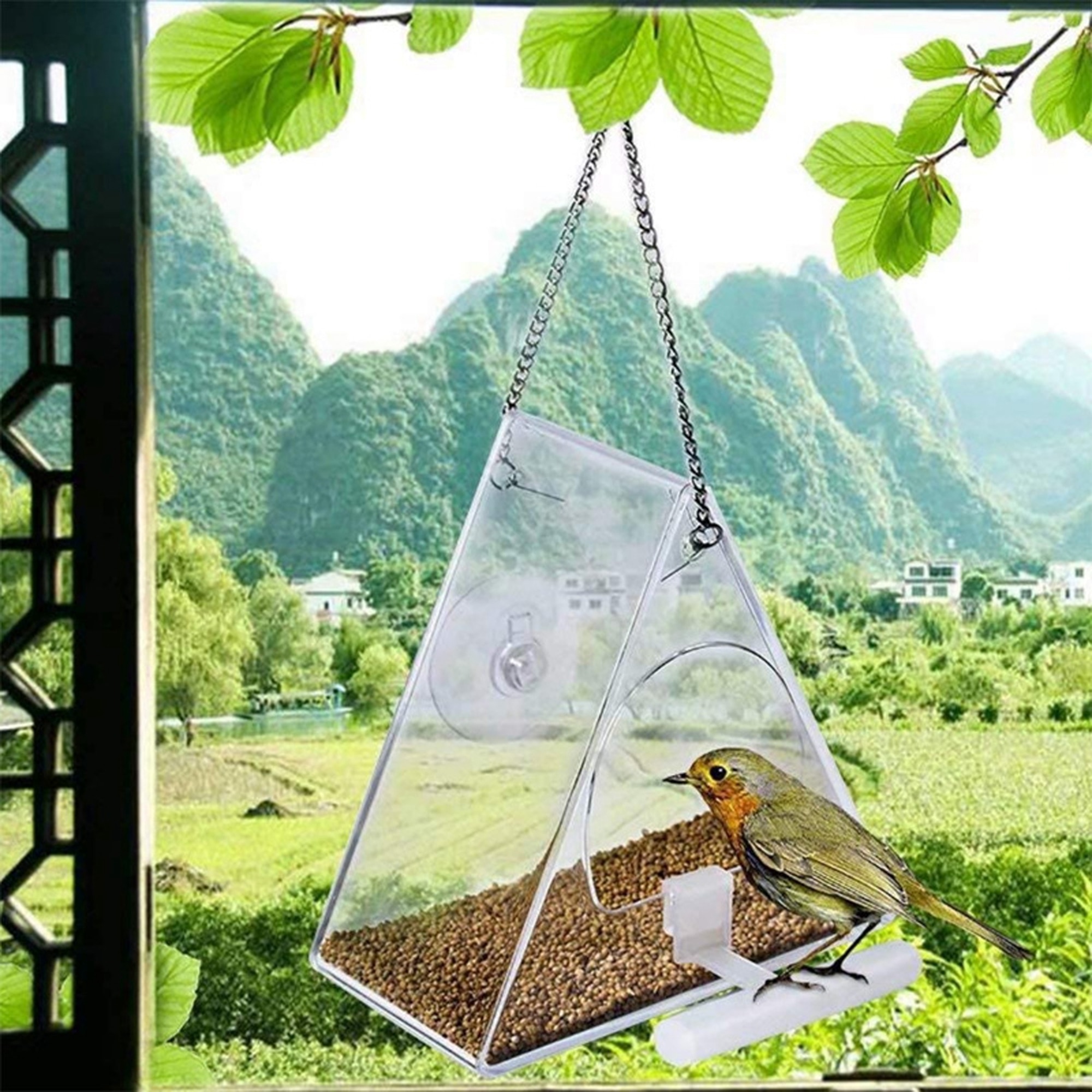 Transparent Triangle Acrylic Bird Feeder Transparent Triangle Acrylic Bird Feeder