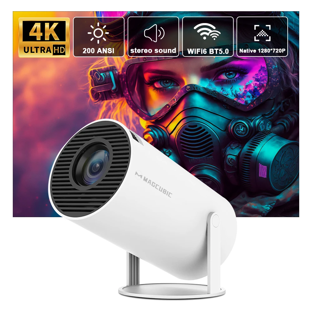 Transpeed Projector 4K Android 11 Dual Wifi6 200 ANSI Allwinner H713 BT5.0 1080P 1280*720P Home Cinema Outdoor portable