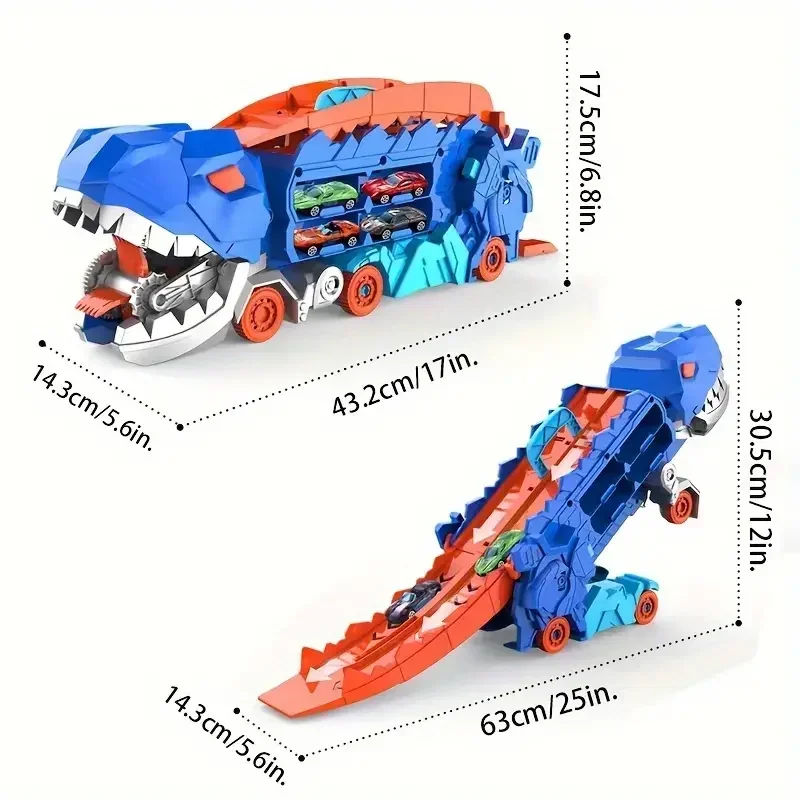 Transport Dinosaur Truck with Foldable Sliding Race Track Transforms into Standing T-rex Best Birthday Gifts Toys Boys Transport Dinosaur Truck with Foldable Sliding Race Track Transforms into Standing T-rex Best Birthday Gifts Toys Boys