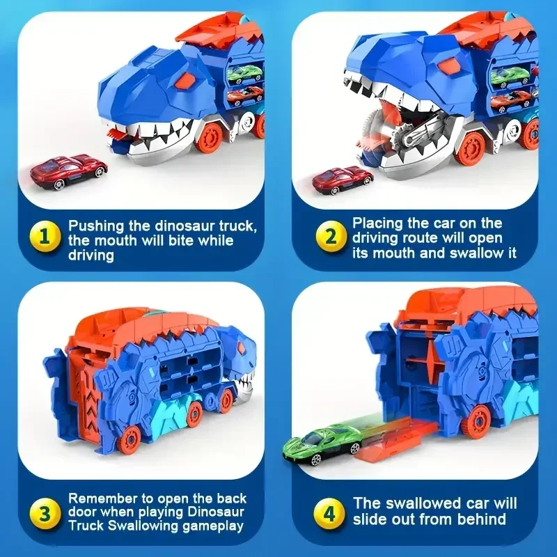 Transport Dinosaur Truck with Foldable Sliding Race Track Transforms into Standing T-rex Best Birthday Gifts Toys Boys Transport Dinosaur Truck with Foldable Sliding Race Track Transforms into Standing T-rex Best Birthday Gifts Toys Boys