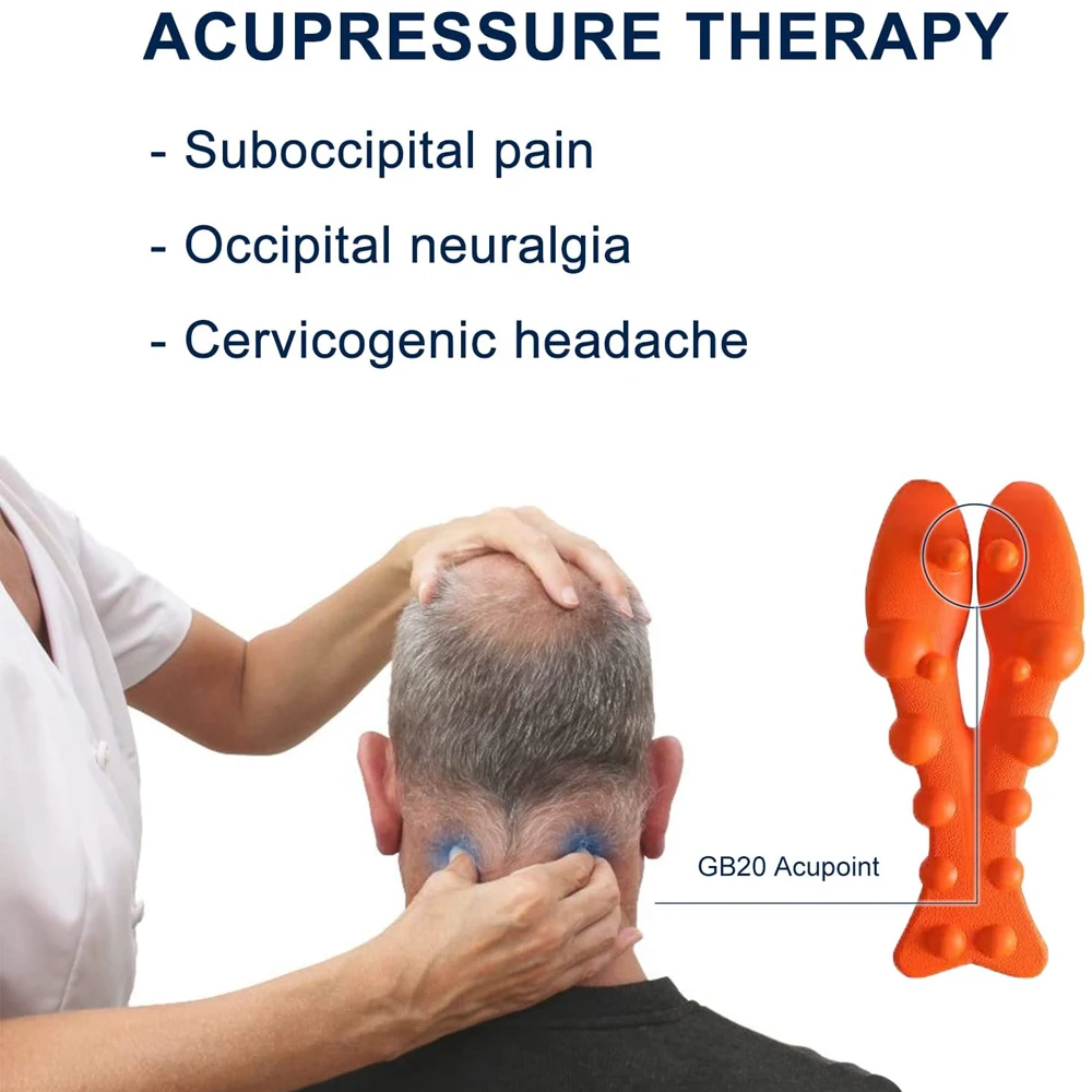 Trapezius Trigger Point Massage Tool Acupressure for TMJ Cervical Pain Occipital Neuralgia Release Cervicogenic Headache