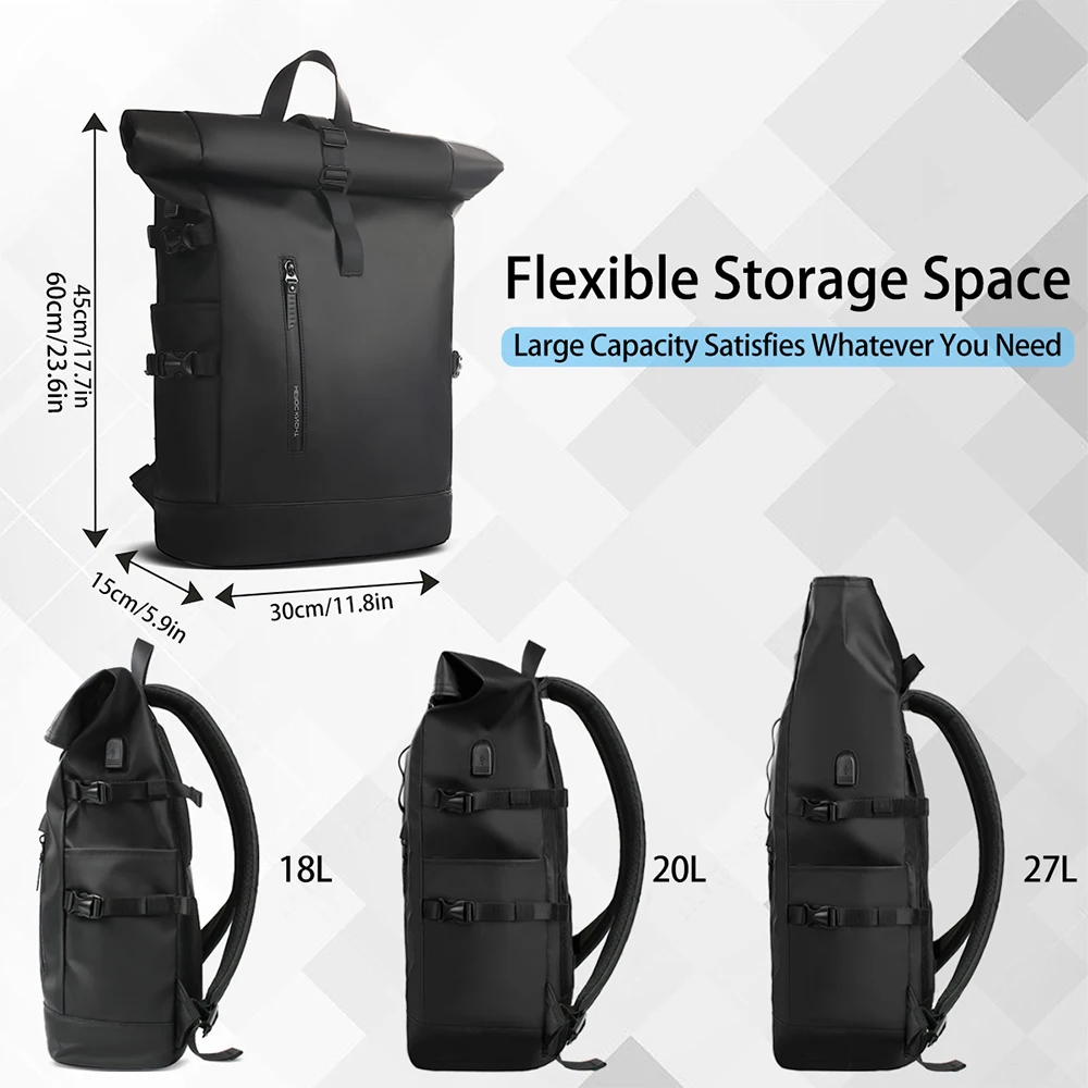 Travel Backpack Expandable 15.6 Inch Laptop Bag with USB Port Waterproof Rollup Backpack Leisure Mochilas Travel Backpack Expandable 15.6 Inch Laptop Bag with USB Port Waterproof Rollup Backpack Leisure Mochilas