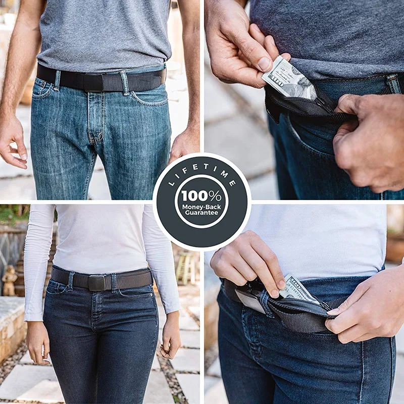 Travel Cash Anti Theft Belt Waist Bag Women Portable Hidden Money Strap Belt Wallet Waist Pack Men Secret Hiding Belt
