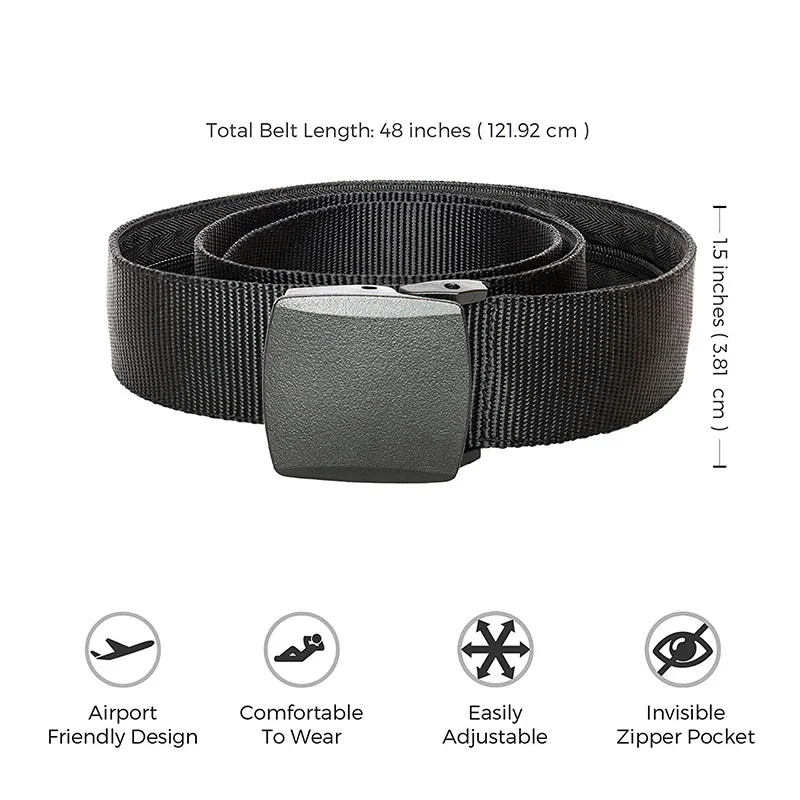 Travel Cash Anti Theft Belt Waist Bag Women Portable Hidden Money Strap Belt Wallet Waist Pack Men Secret Hiding Belt