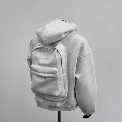 Travel Hoodie Jacket with Built-In Backpack – Casual Zip-Up 3D Backpack Hoodie, Wear-Resistant Polyester Outerwear for